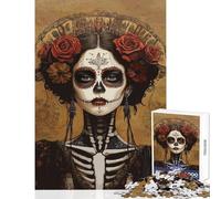 Jigsaw Puzzle 1000 Piece for Teenagers Beautiful Sugar Skull Woman Educational Games Stress Reliever DIY Toys Help The Brain Exercise (38x52cm)