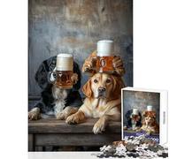 Jigsaw Puzzle 1000 Piece for Teenagers Beer Buddies Canine Cheers Relaxing Games Birthday Present Educational Toy Help The Brain Exercise (38x26cm)