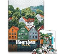 Jigsaw Puzzle 1000 Piece for Teenagers Bergen, Norway Cityscape Family Fun & Game Night Pattern Assembly Funny Gift 38x52cm(1000pcs)