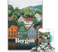 Jigsaw Puzzle 1000 Piece for Teenagers Bergen, Norway Cityscape Family Fun & Game Night Pattern Assembly Funny Gift 38x26cm(1000pcs)