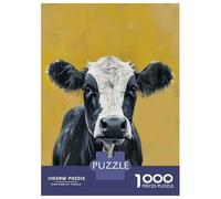 Jigsaw Puzzle 1000 Piece for Teenagers Black And White Cow Portrait Puzzles for Adults Fun Games Wall Decoration Stress Reduction Gifts 52x38cm/1000pcs