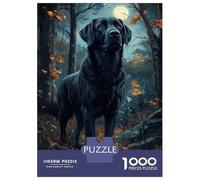 Jigsaw Puzzle 1000 Piece for Teenagers Black Lab in Moonlight Adult Puzzles Fun Games Difficult Challenge Stress Reduction Gifts 38x26cm/1000pcs