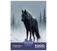 Jigsaw Puzzle 1000 Piece for Teenagers Black Wolf Snowy Forest Jigsaw for Adults Hands-on Game Difficult Hard Stress Reduction Gifts 70x50cm/1000pcs
