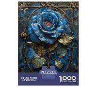 Jigsaw Puzzle 1000 Piece for Teenagers Blue Gothic Rose Puzzle for Adults Fun Games Presents for Women for Birthday, Chrismas 52x38cm/1000pcs