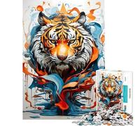 Jigsaw Puzzle 1000 Piece for Teenagers Brave Tiger Help The Brain Exercise Birthday Present Toy Wall Decor Suitable for People Aged 14 And Above (38x52cm)