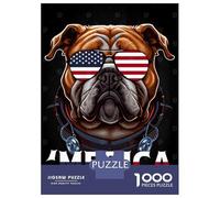 Jigsaw Puzzle 1000 Piece for Teenagers Bulldog USA Flag Glasses Jigsaw for Adults DIY Toys Pattern Assembly for Birthday, Chrismas 70x50cm/1000pcs