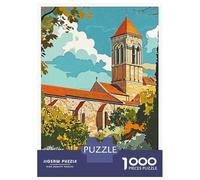 Jigsaw Puzzle 1000 Piece for Teenagers Canterbury Cathedral Illustration Puzzles for Adults Brain Teaser Game Analysis And Logic Help The Brain Exercise 38x26cm/1000pcs