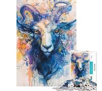 Jigsaw Puzzle 1000 Piece for Teenagers Capricorn in Watercolors Help The Brain Exercise Birthday Present Toy Wall Decor Suitable for People Aged 14 And Above (38x52cm)