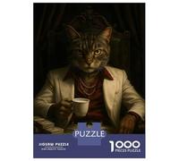 Jigsaw Puzzle 1000 Piece for Teenagers Cat Boss with Money And Cigar Jigsaw for Adults Fun Games Birthday Present for Birthday, Chrismas 70x50cm/1000pcs