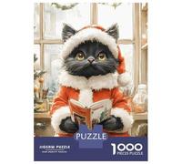 Jigsaw Puzzle 1000 Piece for Teenagers Cat in Santa Suit Reading Adult Jigsaw Family Game Difficult Hard Unique Birthday And Gifts 52x38cm/1000pcs