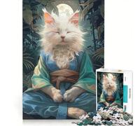 Jigsaw Puzzle 1000 Piece for Teenagers Cat Monk Meditate Mystic, Toy Wall Decor, Difficult And Challenge, Great Gift for Gaming 50x75cm