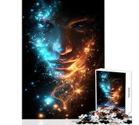 Jigsaw Puzzle 1000 Piece for Teenagers Celestial Face︰ Blue And Orange Sparkles Jigsaw for Teenagers Enhance Memory Wishlist with Santa Claus Educational Family Game (38x52cm)
