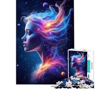 Jigsaw Puzzle 1000 Piece for Teenagers Celestial Goddess with Cosmic Hair Puzzles for Adults Relaxing Games A Work of Art Stress Reduction Gifts (Size 38x52cm)