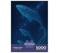 Jigsaw Puzzle 1000 Piece for Teenagers Celestial Whales in Starry Night Jigsaw for Adults Fun Games Birthday Present for Birthday, Chrismas 52x38cm/1000pcs
