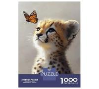 Jigsaw Puzzle 1000 Piece for Teenagers Cheetah And Butterfly Gaze Puzzles for Adults Brain Teaser Game Analysis And Logic Help The Brain Exercise 70x50cm/1000pcs