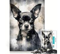 Jigsaw Puzzle 1000 Piece for Teenagers Chihuahua Tiny And Mighty Tight Cut Fun Logic Game Play Quiet Play Game Xmas Decor Gift (38x26cm)