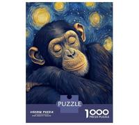 Jigsaw Puzzle 1000 Piece for Teenagers Chimpanzee Starry Night Jigsaw for Adults Hands-on Game Difficult Hard Stress Reduction Gifts 70x50cm/1000pcs
