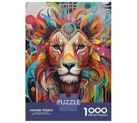 Jigsaw Puzzle 1000 Piece for Teenagers Colorful Lion Abstract Art Puzzle for Adults Hands-on Game Staycation Kill Time Help The Brain Exercise 38x26cm/1000pcs
