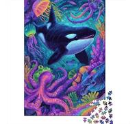 Jigsaw Puzzle 1000 Piece for Teenagers Colorful Underwater Scene with Orca Whale Adult Puzzles Fun Games Difficult Challenge Stress Reduction Gifts 70x50cm/1000pcs