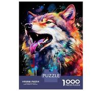 Jigsaw Puzzle 1000 Piece for Teenagers Colorful Wolf Portrait Puzzle for Adults Hands-on Game Staycation Kill Time Help The Brain Exercise 38x26cm/1000pcs