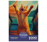 Jigsaw Puzzle 1000 Piece for Teenagers Crazy Cat Jigsaw for Adults Fun Games Birthday Present for Birthday, Chrismas 38x26cm/1000pcs