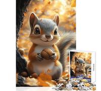 Jigsaw Puzzle 1000 Piece for Teenagers Cute Squirrel with Acorn in Autumn Educational Toy Great Gifts And Toys Brain Teaser Game Train Your Brain And Hands Size 38x26cm