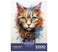 Jigsaw Puzzle 1000 Piece for Teenagers Cyborg Machine Cat Jigsaw for Adults DIY Toys Pattern Assembly for Birthday, Chrismas 52x38cm/1000pcs