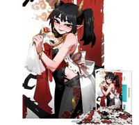 Jigsaw Puzzle 1000 Piece for Teenagers Demon Girl with Rose Illustration Educational Games for Educational Game Challenge Toy Funny Gifts Wall Art (Size 38x52cm)