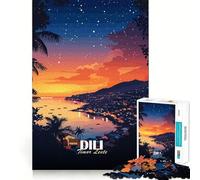 Jigsaw Puzzle 1000 Piece for Teenagers Dili, Timor Leste at Sunset Tight Cut Fun Logic Game Play Quiet Play Game Xmas Decor Gift (38x52cm)