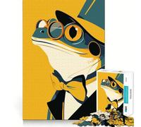 Jigsaw Puzzle 1000 Piece for Teenagers Distinguished Frog in A Top Hat Minimalist Art Tight Cut Fun Logic Game Play Quiet Play Game Xmas Decor Gift (50x75cm)