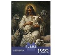 Jigsaw Puzzle 1000 Piece for Teenagers Divine Shepherd with Sheep And Wolves Puzzles for Adults Brain Teaser Game Analysis And Logic Help The Brain Exercise 70x50cm/1000pcs