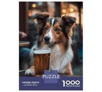 Jigsaw Puzzle 1000 Piece for Teenagers Dog Drinking Beer in A Bar Jigsaw for Adults Fun Games Birthday Present for Birthday, Chrismas 38x26cm/1000pcs