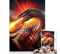 Jigsaw Puzzle 1000 Piece for Teenagers Dragon Breathing Fire Digital Impossible Game Suitable for Couples Toy Wall Decor Help The Brain Exercise (75X50CM)