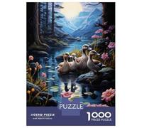 Jigsaw Puzzle 1000 Piece for Teenagers Ducks in A Pond with Flowers Jigsaw for Adults Hands-on Game Wall Decoration Deal As Gifts for The Whole Family 52x38cm/1000pcs