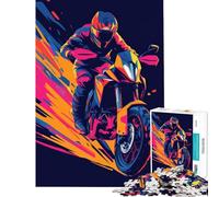 Jigsaw Puzzle 1000 Piece for Teenagers Dynamic Biker Poster Jigsaw Puzzle 1000 Home Decoration Toys Pattern Assembly Deal As Gifts for The Whole Family (50x75cm)