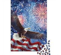 Jigsaw Puzzle 1000 Piece for Teenagers Eagle Fireworks American Flag Jigsaw for Adults Hands-on Game Wall Decoration Deal As Gifts for The Whole Family 52x38cm/1000pcs