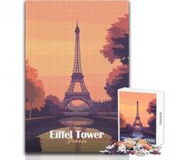 Jigsaw Puzzle 1000 Piece for Teenagers Eiffel Tower Sunset Cozy Soothing Indoor Downtime Advanced Precision Cut Play Toy Size 50x75cm