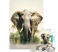 Jigsaw Puzzle 1000 Piece for Teenagers Elephant Educational Games for Educational Game Challenge Toy Funny Gifts Wall Art (Size 38x52cm)