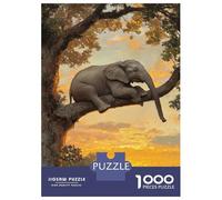 Jigsaw Puzzle 1000 Piece for Teenagers Elephant in Tree at Sunset Jigsaw for Adults Family Games Birthday Present Help The Brain Exercise 70x50cm/1000pcs