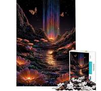Jigsaw Puzzle 1000 Piece for Teenagers Enchanted Night Landscape with Rainbow Waterfall Puzzle for Adults Fun Games Enhance Memory Help The Brain Exercise (Size 38x52cm)