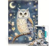 Jigsaw Puzzle 1000 Piece for Teenagers Enchanted Owl And Tiny Glowing Creatures, Educational Game, Hand Speed Race, Unique Challenge Game 50x75cm