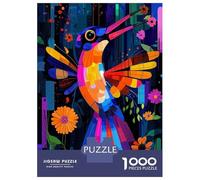 Jigsaw Puzzle 1000 Piece for Teenagers Expressionist Geometry Hummingbird - Vibrant Abstract Nature Art Teenager Puzzles Brain Teaser Game Pattern Assembly Unique Birthday And Gifts 70x50cm/1000pcs