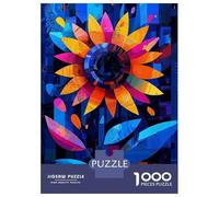 Jigsaw Puzzle 1000 Piece for Teenagers Expressionist Geometry Sunflower - Vibrant Abstract Floral Art Puzzles for Adults Fun Games Wall Decoration Stress Reduction Gifts 70x50cm/1000pcs