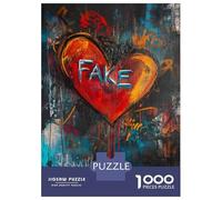 Jigsaw Puzzle 1000 Piece for Teenagers Fake Heart Graffiti Art Print Jigsaw for Adults Hands-on Game Wall Decoration Deal As Gifts for The Whole Family 52x38cm/1000pcs