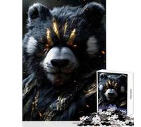 Jigsaw Puzzle 1000 Piece for Teenagers Fiery Black Bear Animal Jigsaw 1000 Pieces Practical Game Gifts For Birthdays Perfect Decoration (38x52cm)