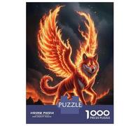 Jigsaw Puzzle 1000 Piece for Teenagers Fiery Winged Wolf Adult Puzzles Fun Games Difficult Challenge Stress Reduction Gifts 52x38cm/1000pcs