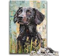 Jigsaw Puzzle 1000 Piece for Teenagers Flat-Coated Retriever Paper Collage A Work of Art for Educational Game Great Gifts And Toys 38x26cm