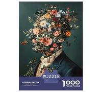 Jigsaw Puzzle 1000 Piece for Teenagers Floral Man Portrait Abstract Mental Roses Puzzles for Adults Fun Games Wall Decoration Stress Reduction Gifts 70x50cm/1000pcs