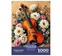 Jigsaw Puzzle 1000 Piece for Teenagers Floral Violin Art Print Jigsaw for Adults Hands-on Game Difficult Hard Stress Reduction Gifts 38x26cm/1000pcs