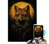 Jigsaw Puzzle 1000 Piece for Teenagers Fox Portrait with Golden Halo Help The Brain Exercise Birthday Present Toy Wall Decor Suitable for People Aged 14 And Above (50x75cm)
